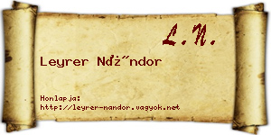 Leyrer Nándor névjegykártya