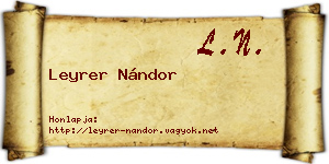 Leyrer Nándor névjegykártya